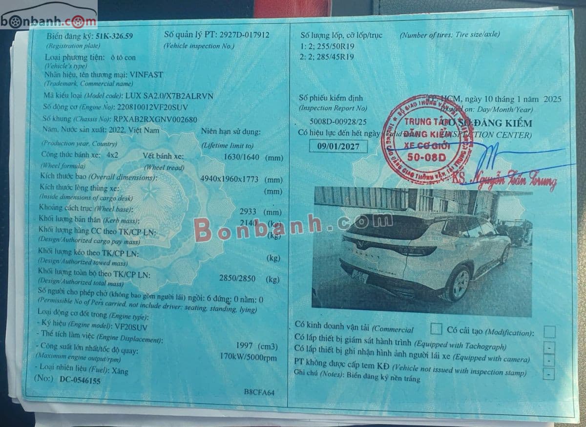 2022 VinFast Lux SA 2.0 Tiêu chuẩn - ảnh nhỏ 6